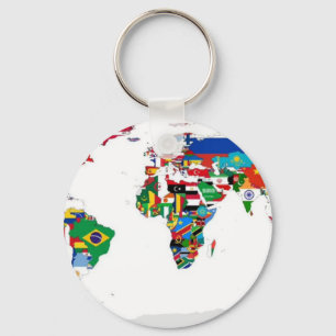 Flagged World - Map of Flags of the World Keychain