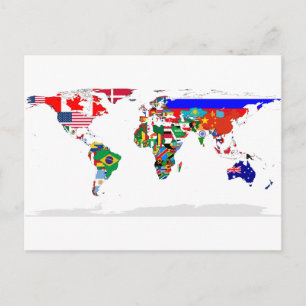 flagged world postcard