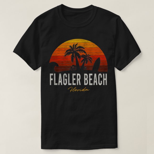 Flagler Beach Florida FL Palms Vacation Surf Sunse T-Shirt (Design Front)
