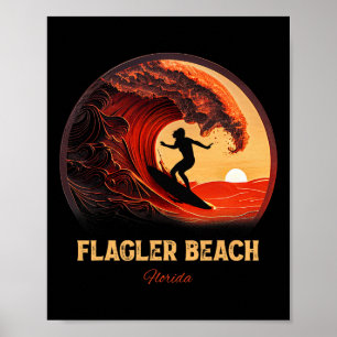 Flagler Beach Florida Surfing Surfboard For Men Wo Poster