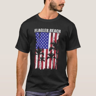 Flagler Beach Patriotic American Flag Palm Trees T-Shirt
