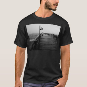 Flagler Beach Pier Black and White Photography T-Shirt