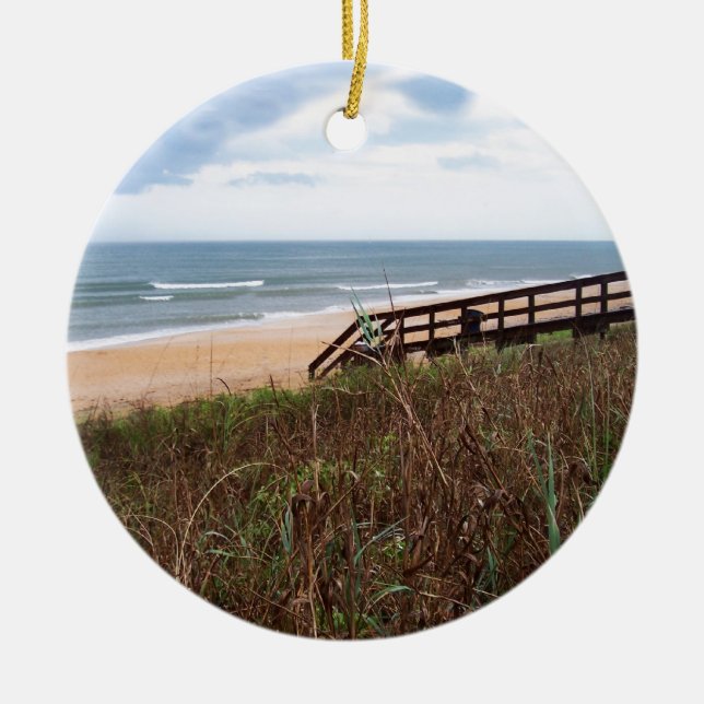 Flagler Beach Walkway Ceramic Ornament (Front)