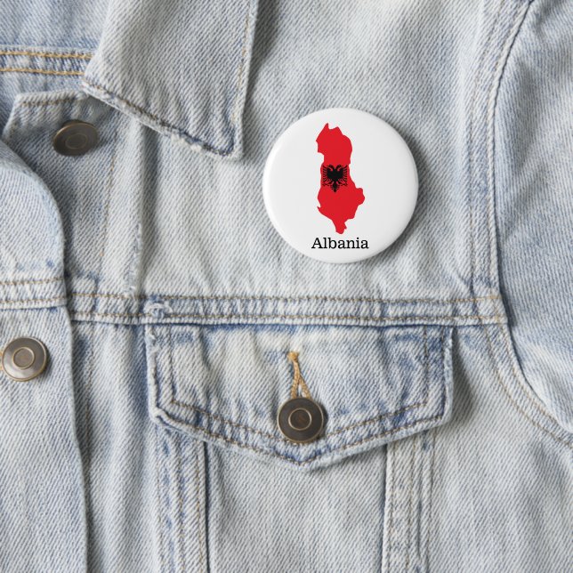 Flags and countries Albania 2 Inch Round Button (In Situ)