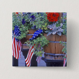 Flags and Flowers in Philipsburg Montana 2 Inch Square Button