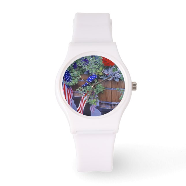 Flags and Flowers in Philipsburg Montana Watch (Front)