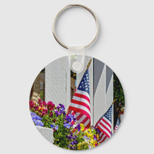 Flags and Flowers Keychain