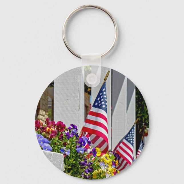 Flags and Flowers Keychain (Front)