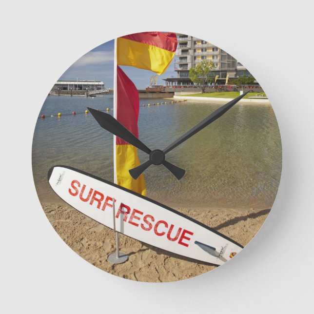 Flags and surf rescue board round clock (Front)