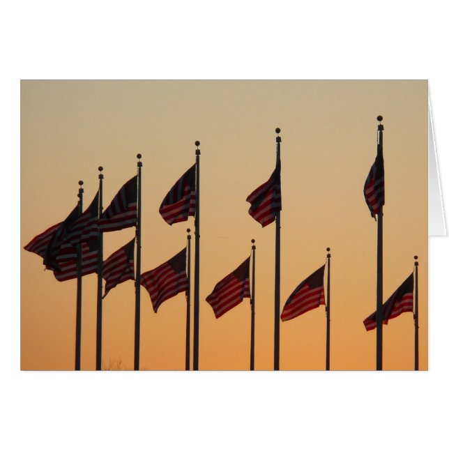 Flags at Sunset American Patriotic USA (Front Horizontal)