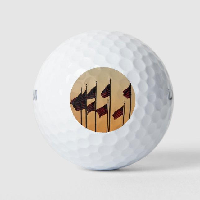 Flags at Sunset American Patriotic USA Golf Balls (Front)