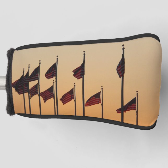 Flags at Sunset American Patriotic USA Golf Head Cover (Front)