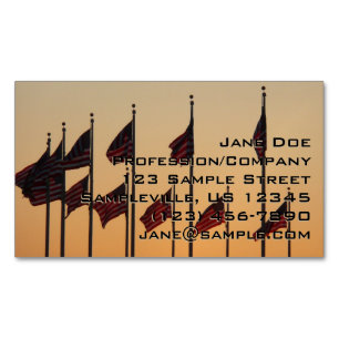 Flags at Sunset American Patriotic USA Magnetic Business Card