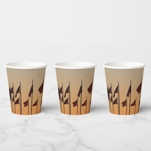 Flags at Sunset American Patriotic USA Paper Cups (Multi)