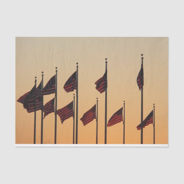 Flags at Sunset American Patriotic USA Tissue Paper (Front)