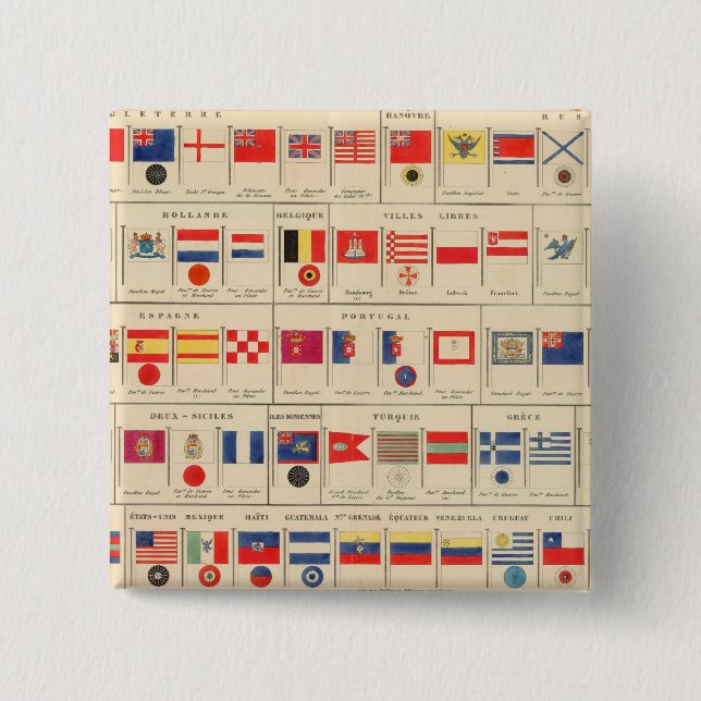 Flags, Badges 2 Inch Square Button (Front)