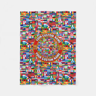 Flags Blanket, Cute All Flags Sherpa & fleece. Fleece Blanket