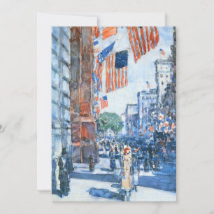 Flags Fifth Avenue by Childe Hassam, Vintage Art