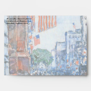 Flags Fifth Avenue by Childe Hassam, Vintage Art Envelope