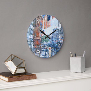 Flags Fifth Avenue by Childe Hassam, Vintage Art Large Clock