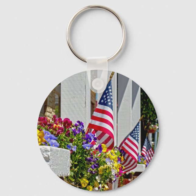 Flags + Flowers Keychain (Front)