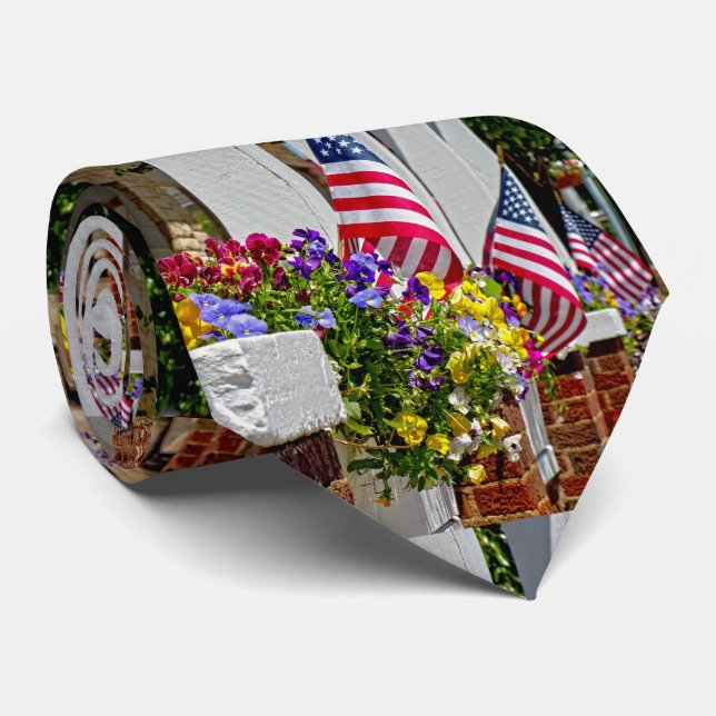 Flags + Flowers Tie (Rolled)