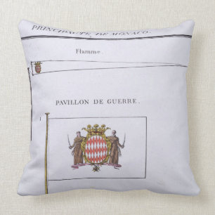 Flags from Monaco, from a French book of Flags, c. Throw Pillow