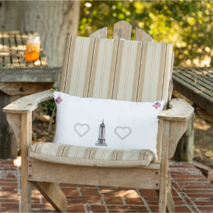 Flags, Hearts, & Empire State Building Pillow