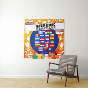 Flags Hispanic Heritage Month School Celebration Tapestry