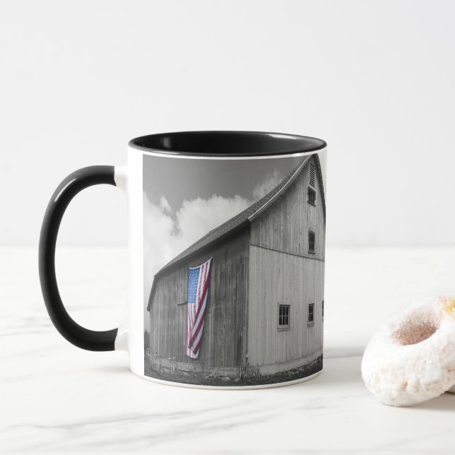 Flags of Our Farmers - Barn with American Flag Mug (With Donut)