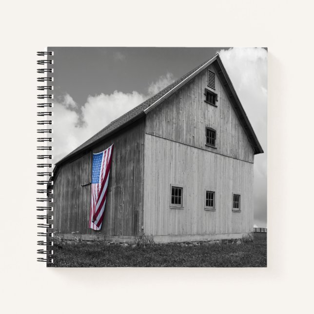 Flags of Our Farmers - Barn with American Flag Notebook (Front)