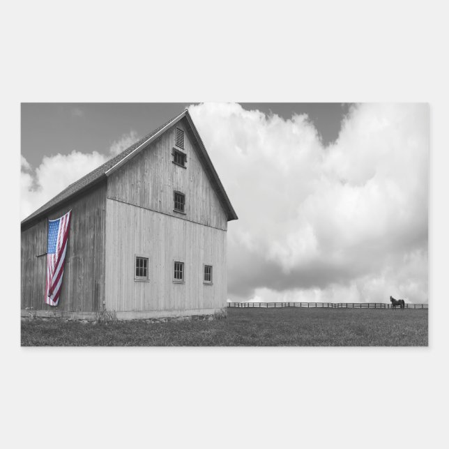 Flags of Our Farmers - Barn with American Flag Sticker (Front)