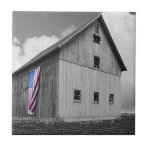 Flags of Our Farmers - Barn with American Flag Tile