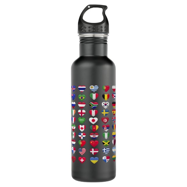 Flags of the countries heart shape 710 ml water bottle (Front)