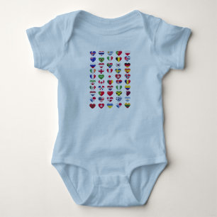 Flags of the countries heart shape baby bodysuit