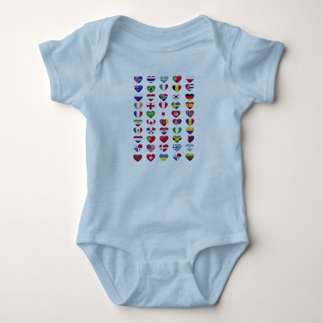 Flags of the countries heart shape baby bodysuit (Front)