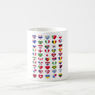 Flags of the countries heart shape coffee mug