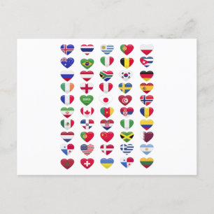 Flags of the countries heart shape postcard