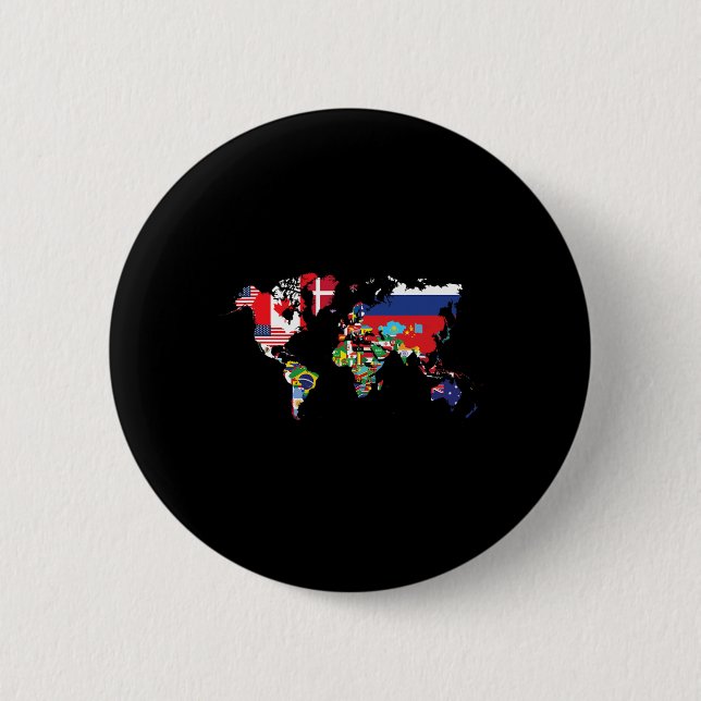 Flags Of The Countries Of The World Map Internatio 2 Inch Round Button (Front)