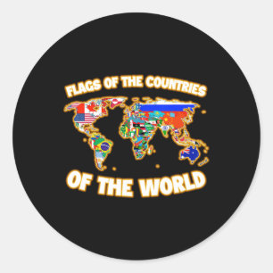 Flags Of The Countries Of The World Map Internatio Classic Round Sticker