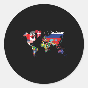 Flags Of The Countries Of The World Map Internatio Classic Round Sticker
