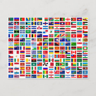 flags of the world against white postcard
