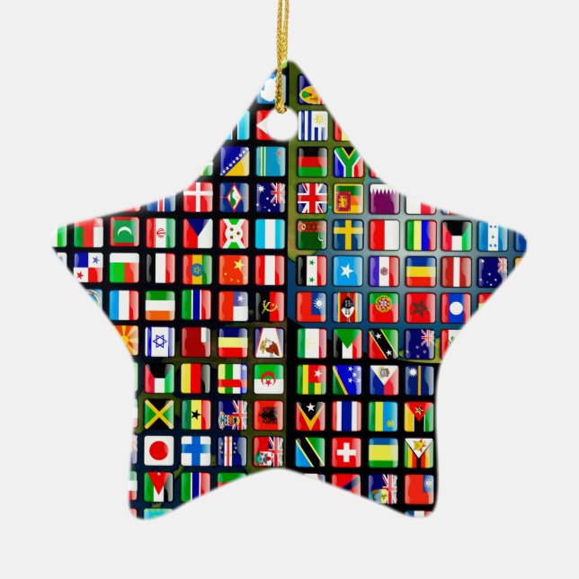 Flags of the world ceramic ornament (Front)