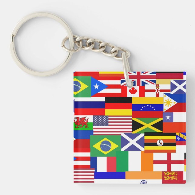 Flags of the world collage keychain (Front)