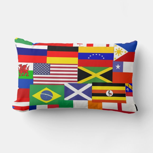 Flags of the world collage lumbar pillow (Front)