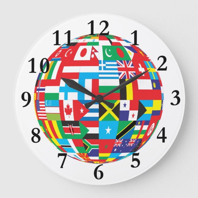 FLAGS OF THE WORLD LARGE CLOCK (Front)