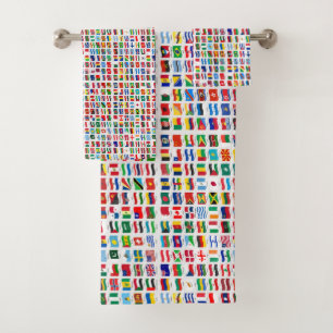 Flags of the World Travel Design Bath Towel Set