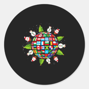 Flags Of The World, Xmas Around The Globe  Classic Round Sticker