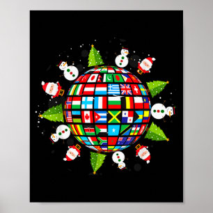 Flags Of The World, Xmas Around The Globe Poster