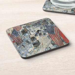 Flags on 57th Street by Frederick Childe Hassam Coaster